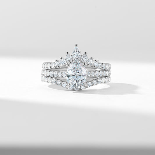 Platinum 1.25ct Oval Lab Diamond Centre With Marquise And Round Brilliant Contoured Wedding And Eternity Rings Bridal Set 2.0tdw