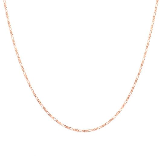 9K Rose Gold Diamond Cut 1+3 Figaro Chain