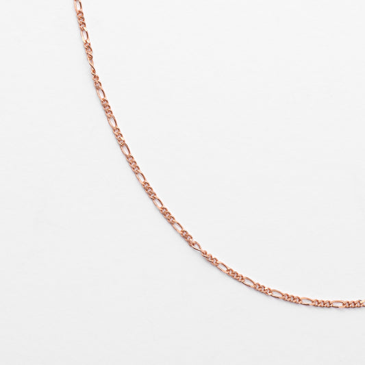 9K Rose Gold Diamond Cut 1+3 Figaro Chain