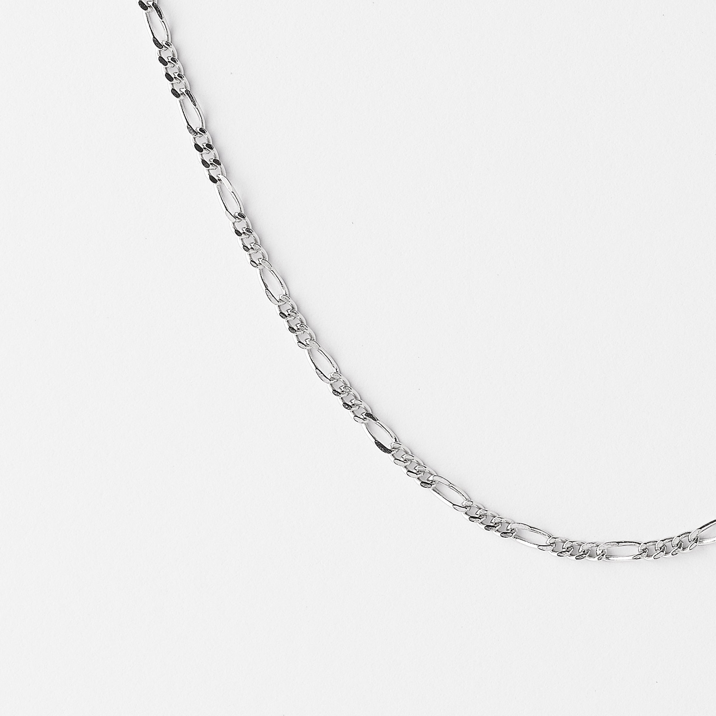 9K White Gold Diamond Cut 1+3 Figaro Chain