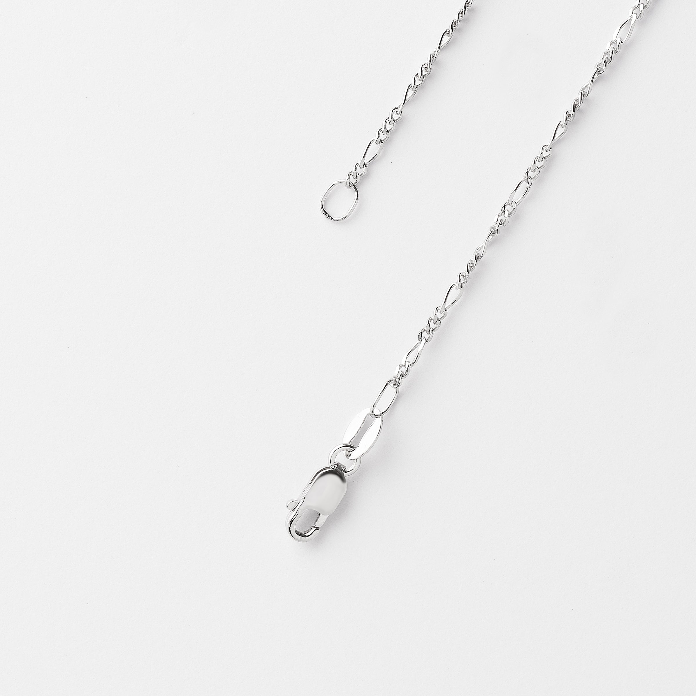 9K White Gold Diamond Cut 1+3 Figaro Chain