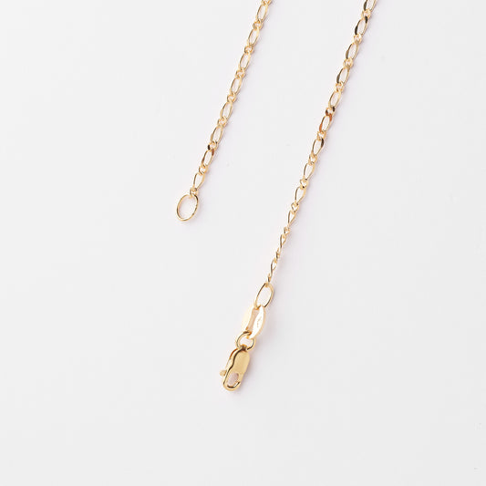 9K Yellow Gold Diamond Cut 1+1 Figaro Chain