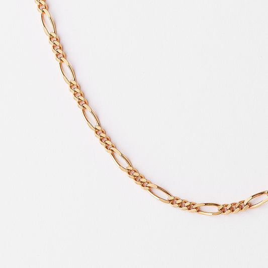 9K Yellow Gold Diamond Cut 1+3 Figaro Chain