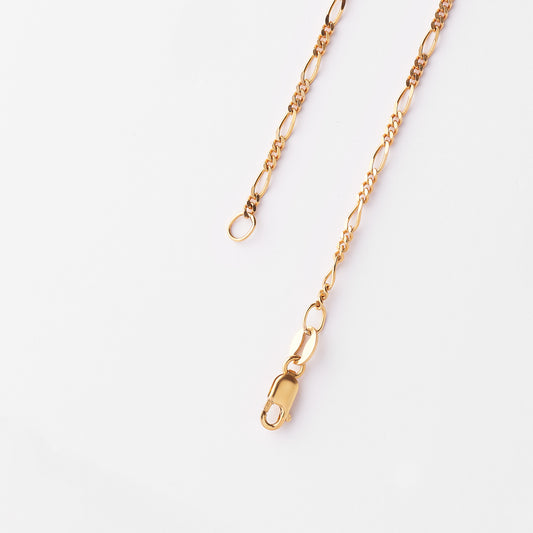 9K Yellow Gold Diamond Cut 1+3 Figaro Chain