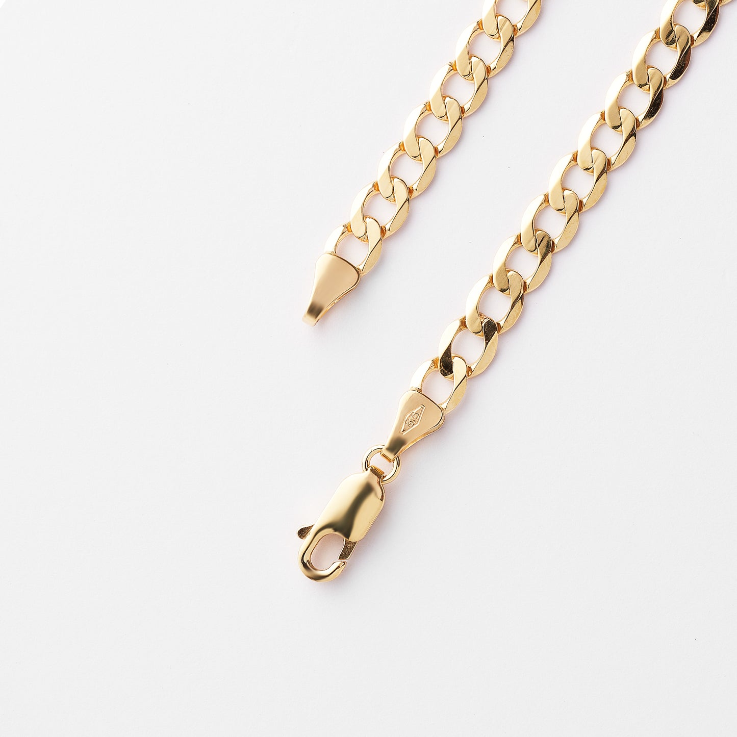 9K Yellow Gold 55cm Diamond Cut 6 Sided Curb Chain 5mm