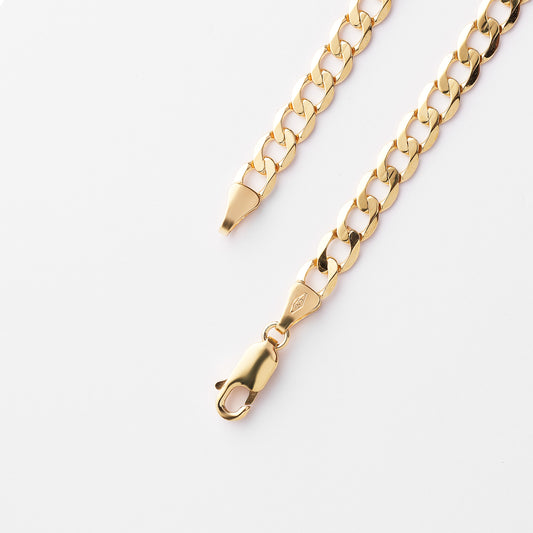 9K Yellow Gold 55cm Diamond Cut 6 Sided Curb Chain 5mm