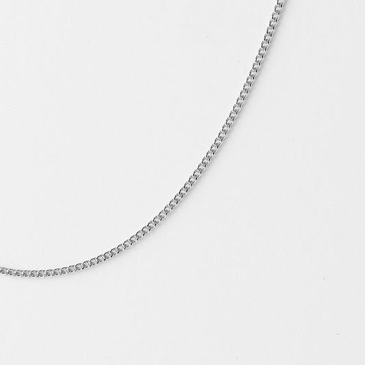 18K White Gold Diamond Cut Curb Chain