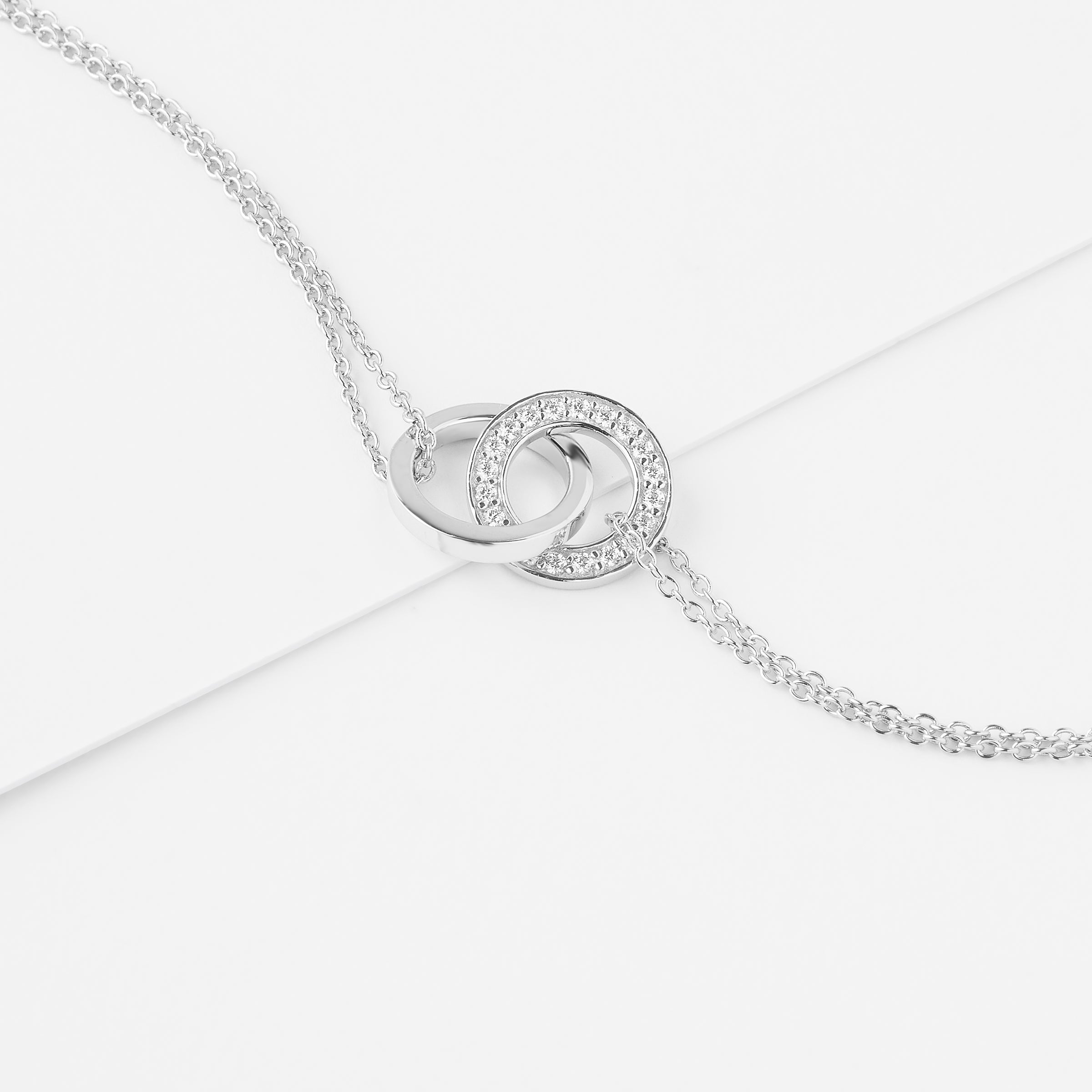Sterling Silver Zirconia Interlocking Circles Bracelet