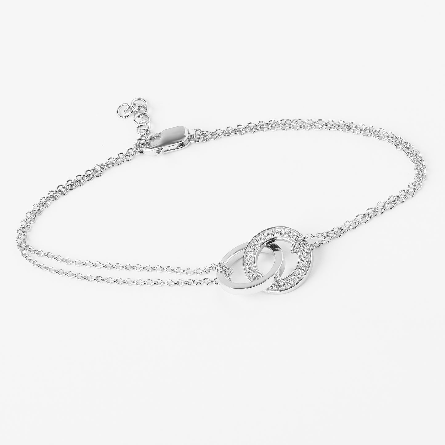 Sterling Silver Zirconia Interlocking Circles Bracelet