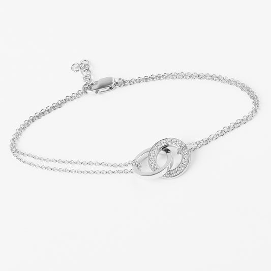 Sterling Silver Zirconia Interlocking Circles Bracelet