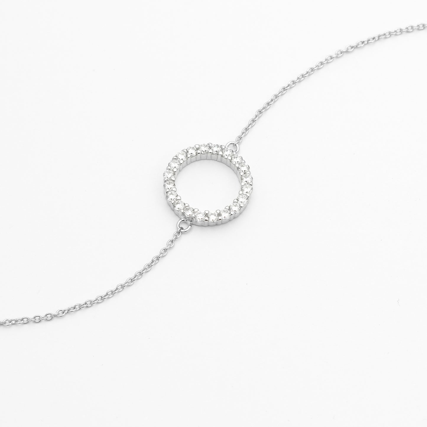 Sterling Silver Zirconia Open Circle Bracelet