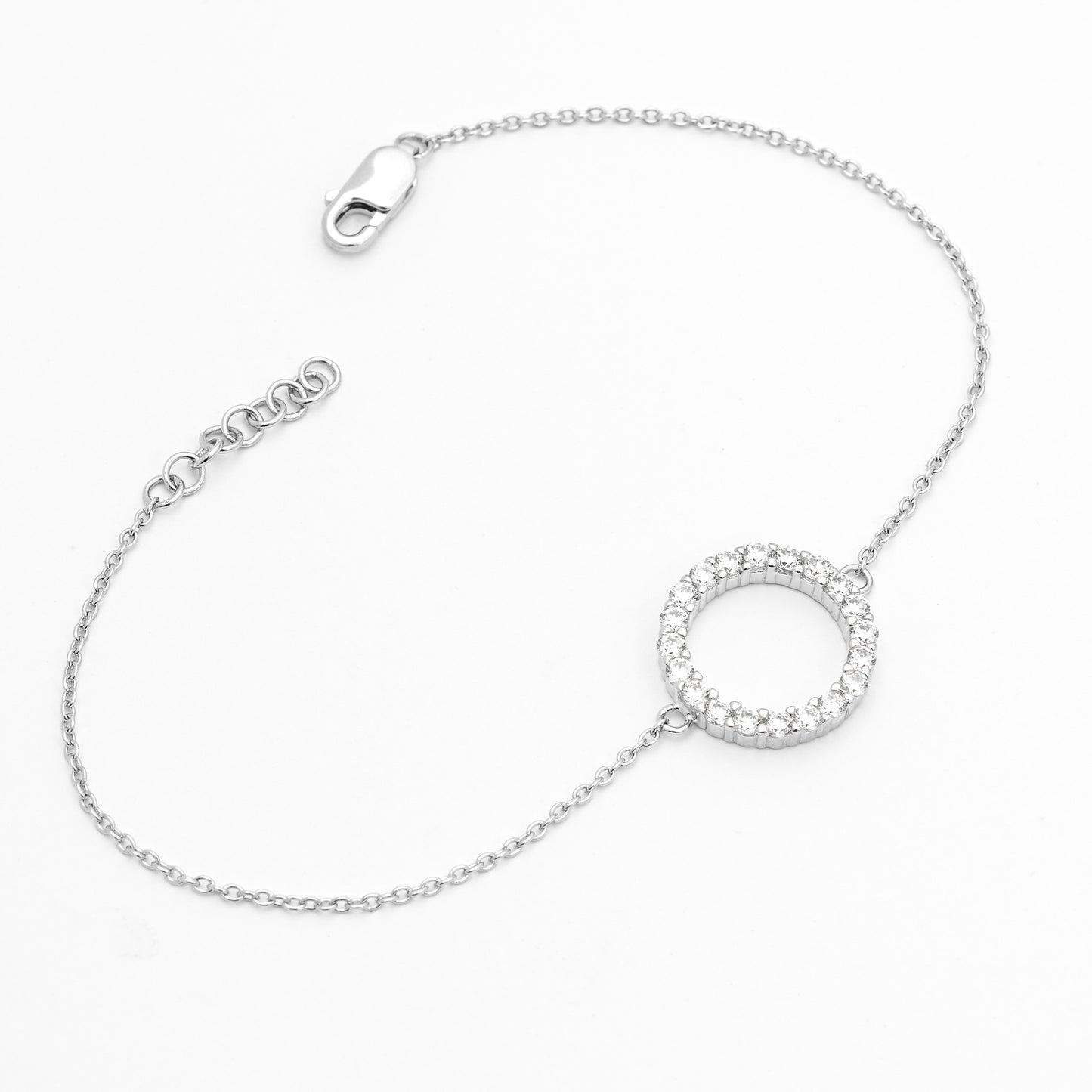 Sterling Silver Zirconia Open Circle Bracelet