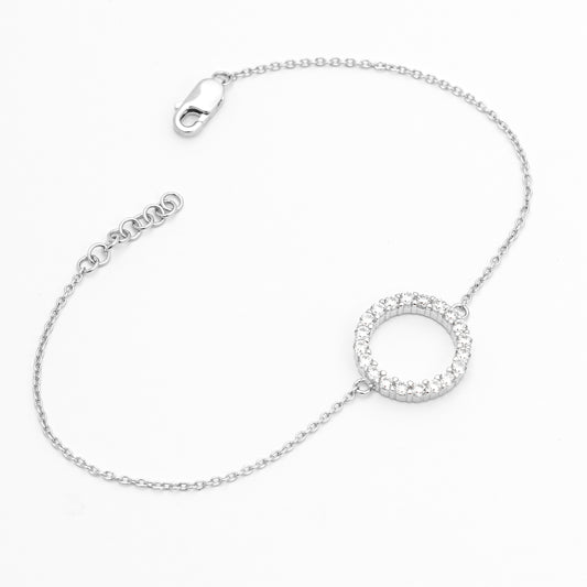 Sterling Silver Zirconia Open Circle Bracelet