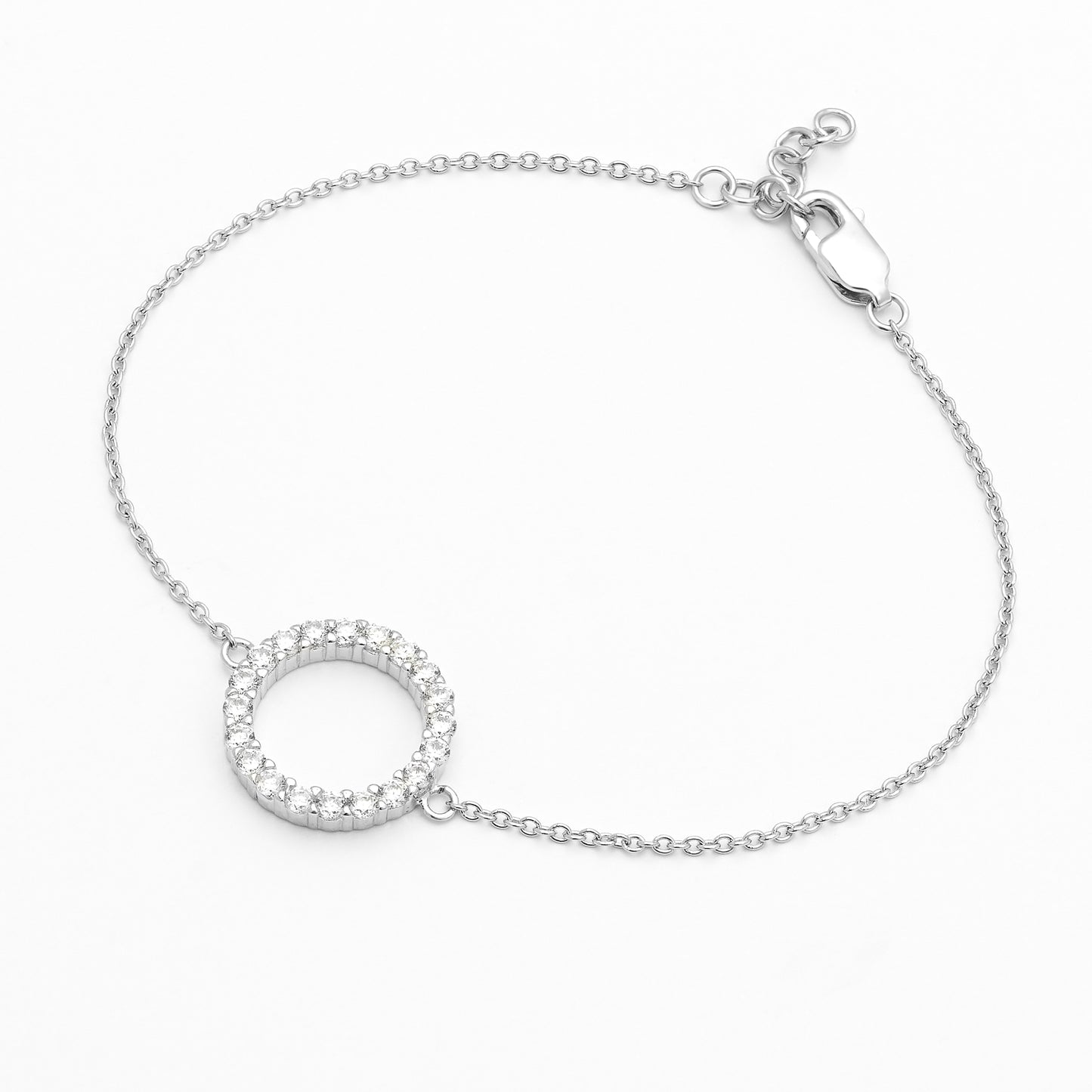 Sterling Silver Zirconia Open Circle Bracelet