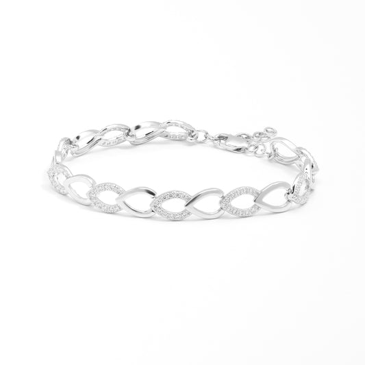 Sterling Silver Zirconia Open Teardrop Bracelet