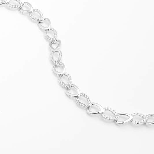 Sterling Silver Zirconia Open Teardrop Bracelet