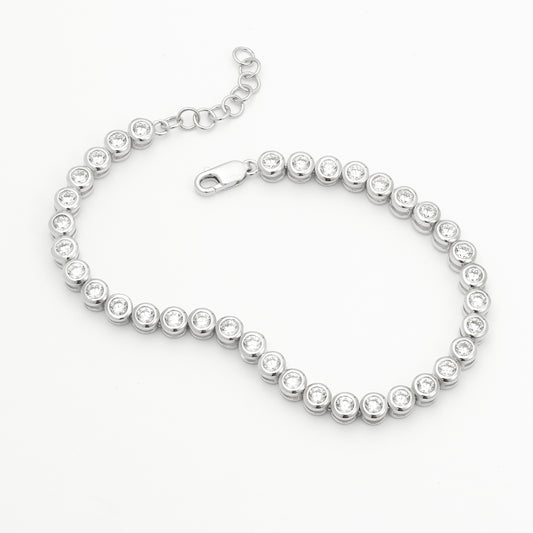 Sterling Silver Bezel Set Zirconia Tennis Bracelet