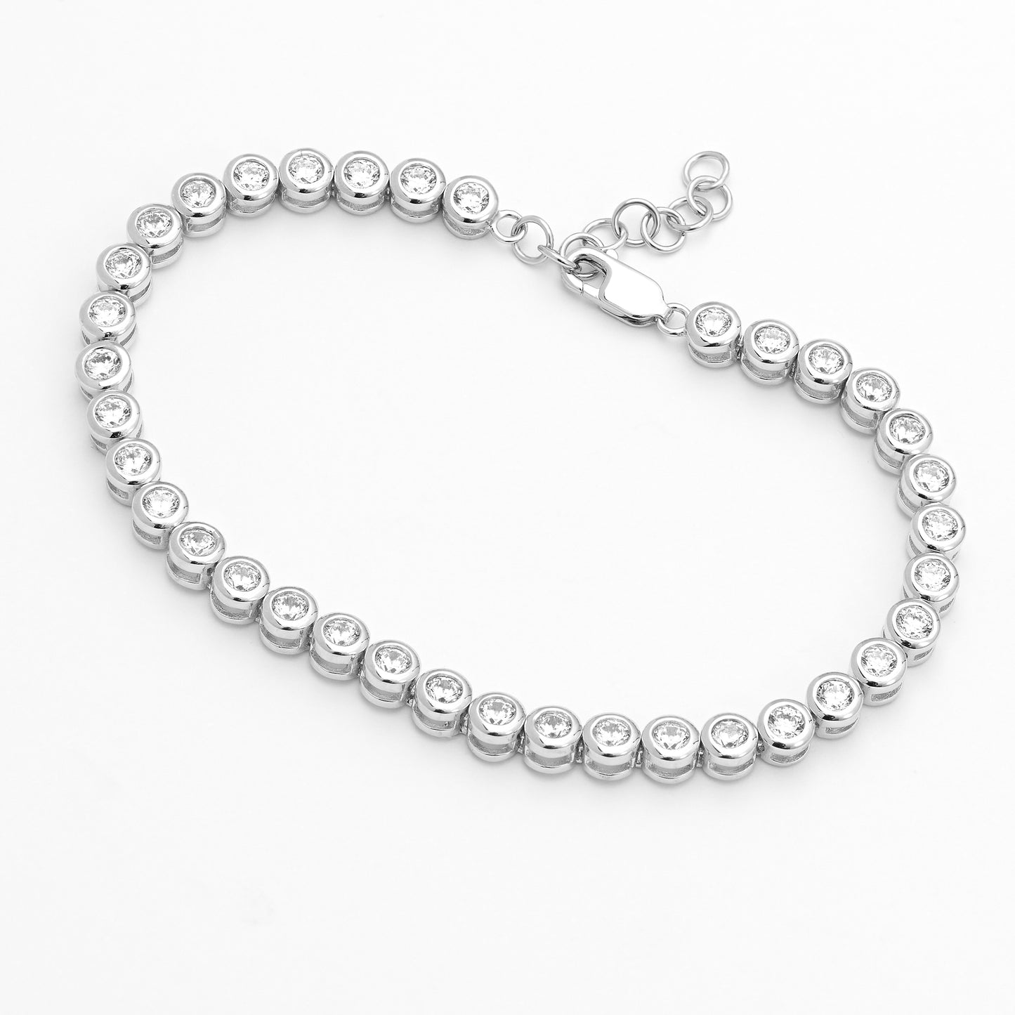 Sterling Silver Bezel Set Zirconia Tennis Bracelet