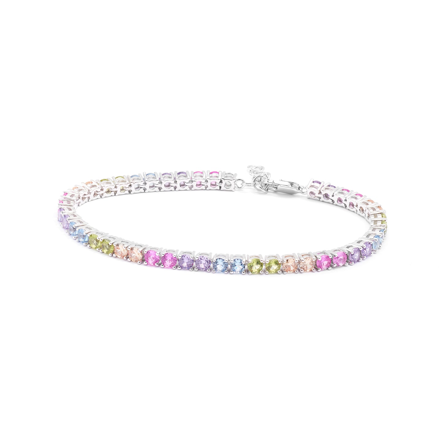 Sterling Silver Pastel Zirconia Tennis Bracelet