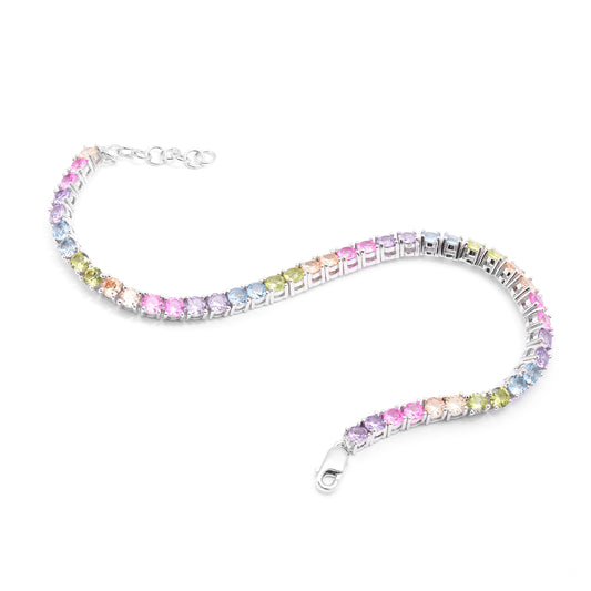 Sterling Silver Pastel Zirconia Tennis Bracelet