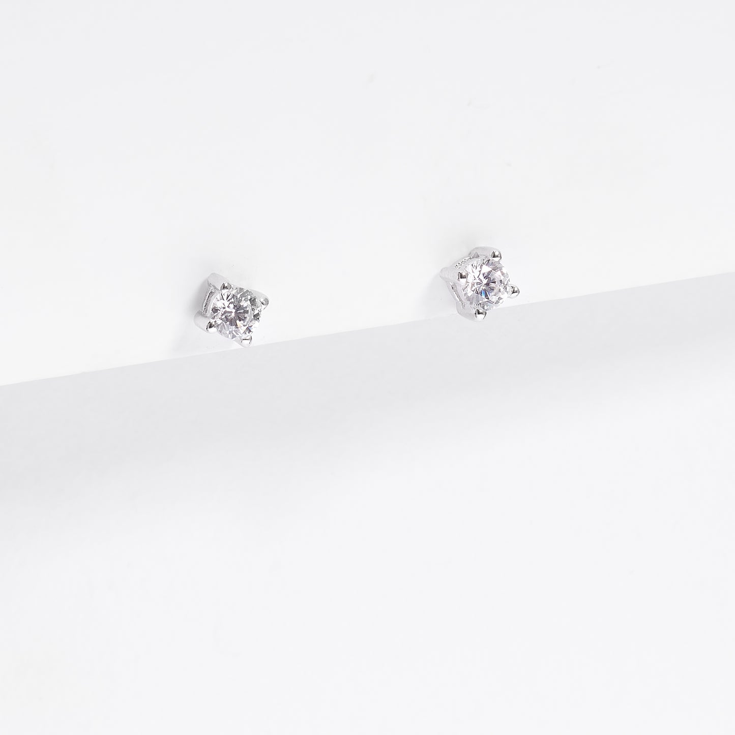 Sterling Silver Round Brilliant Zirconia Stud Earrings