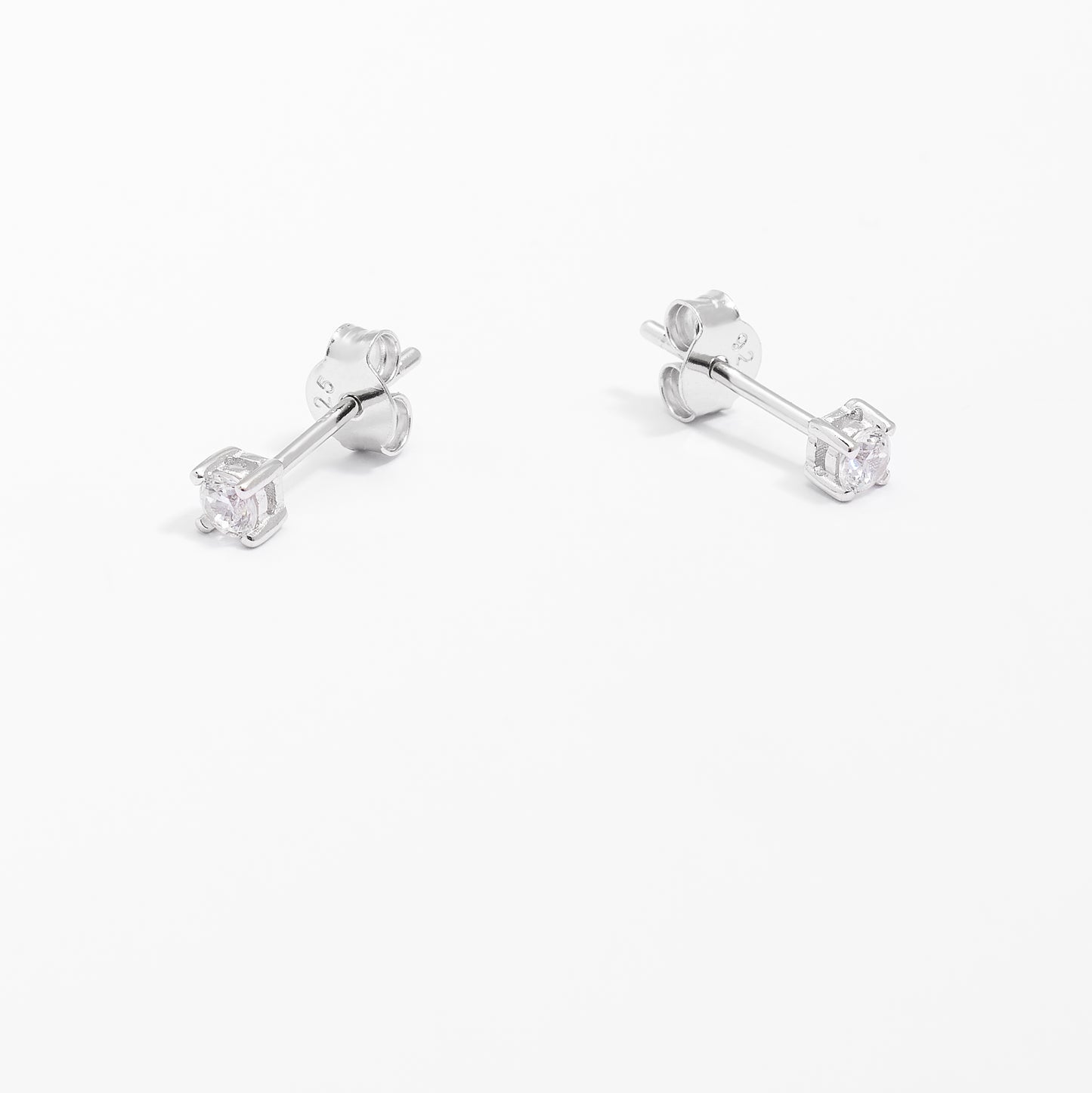 Sterling Silver Round Brilliant Zirconia Stud Earrings