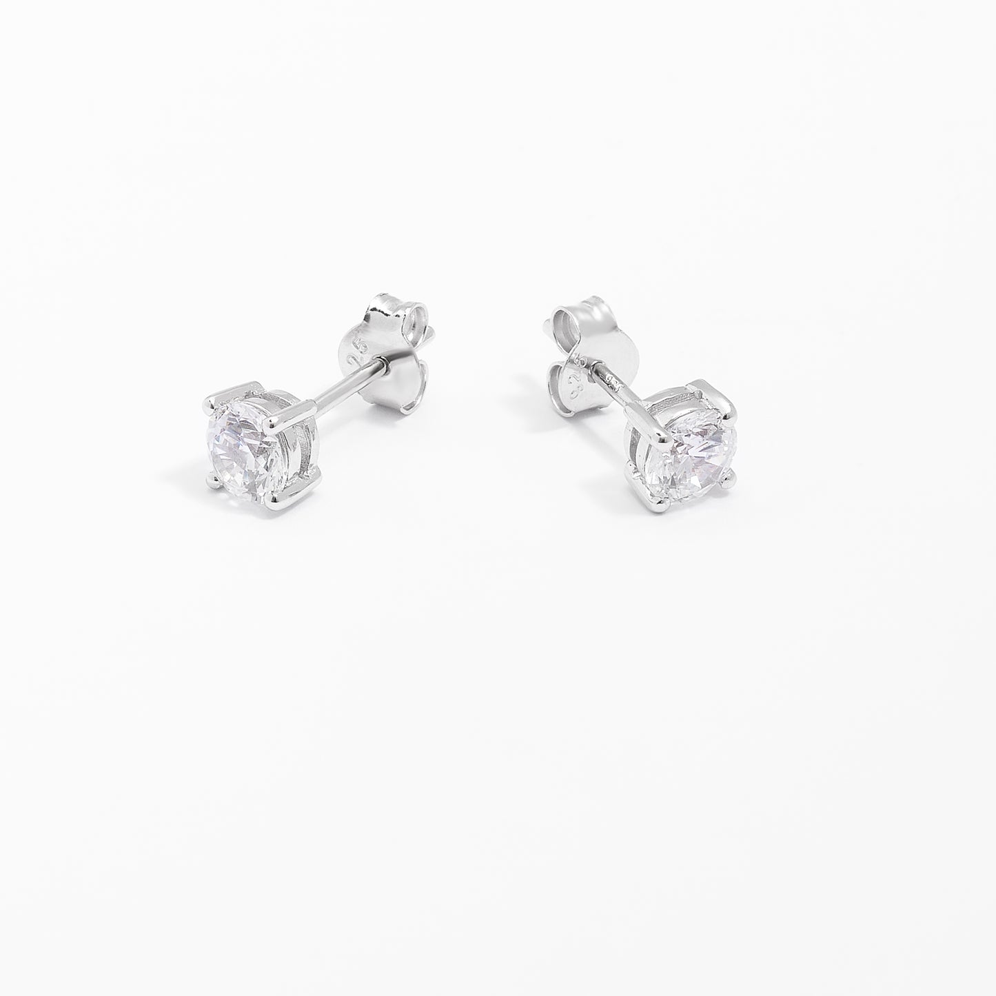 Sterling Silver Round Brilliant Zirconia Stud Earrings