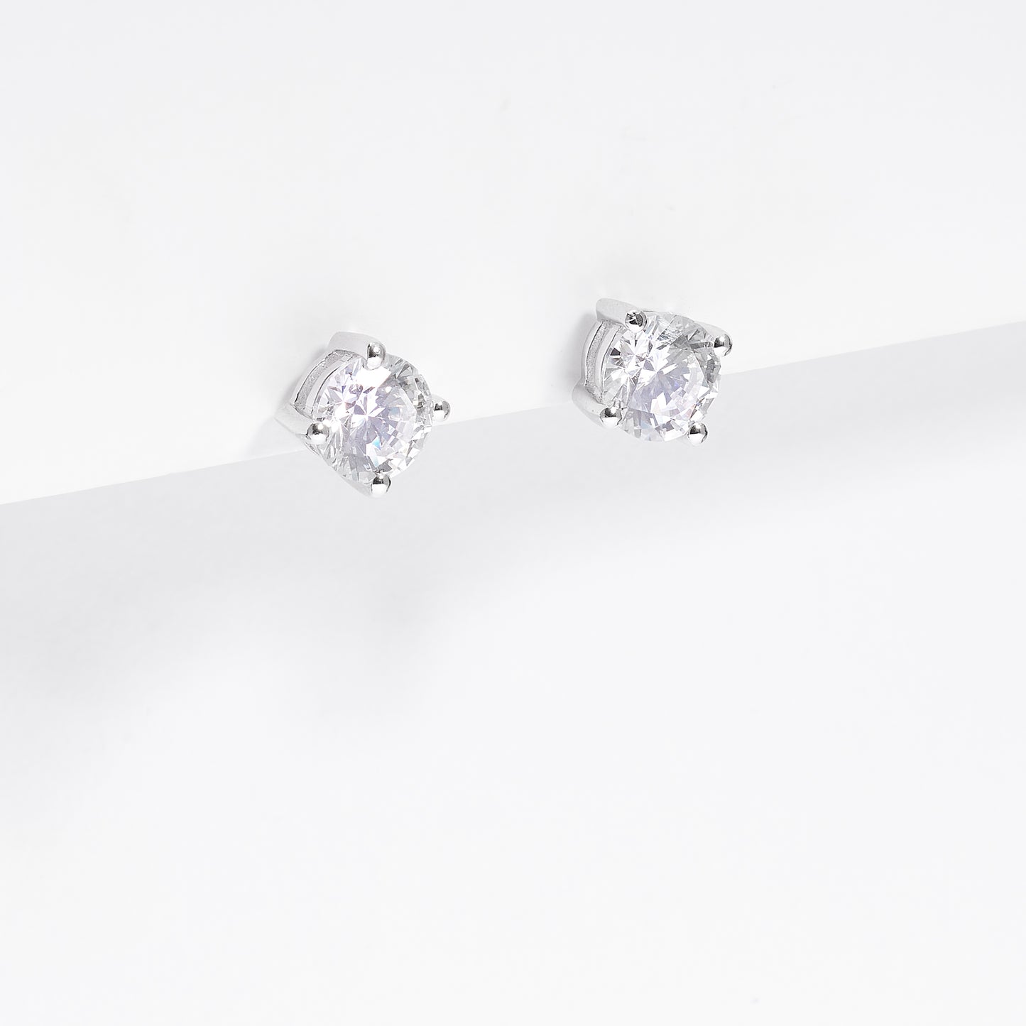 Sterling Silver Round Brilliant Zirconia Stud Earrings