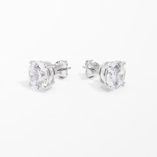 Sterling Silver Round Brilliant Zirconia Stud Earrings