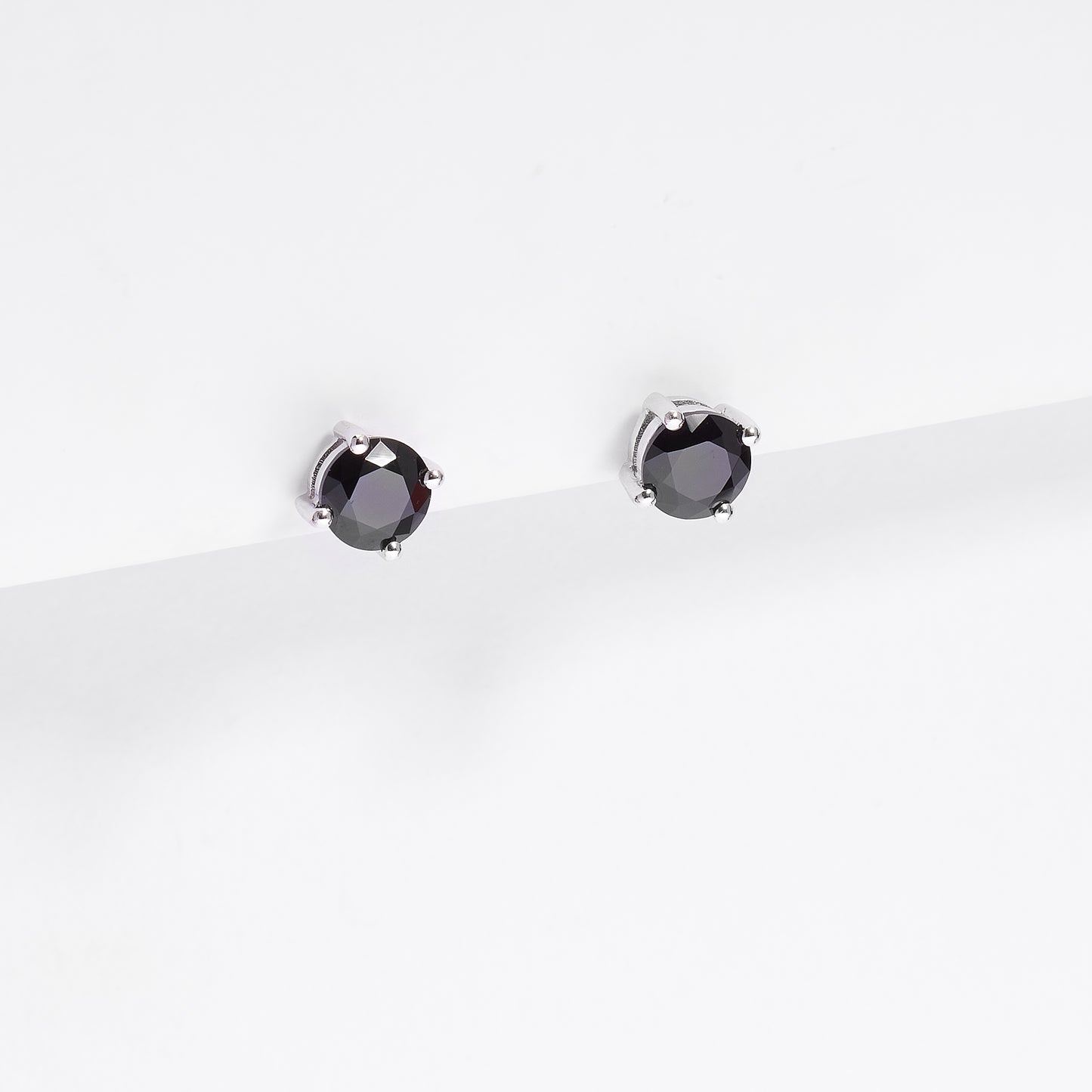 Sterling Silver Black Zirconia Stud Earrings