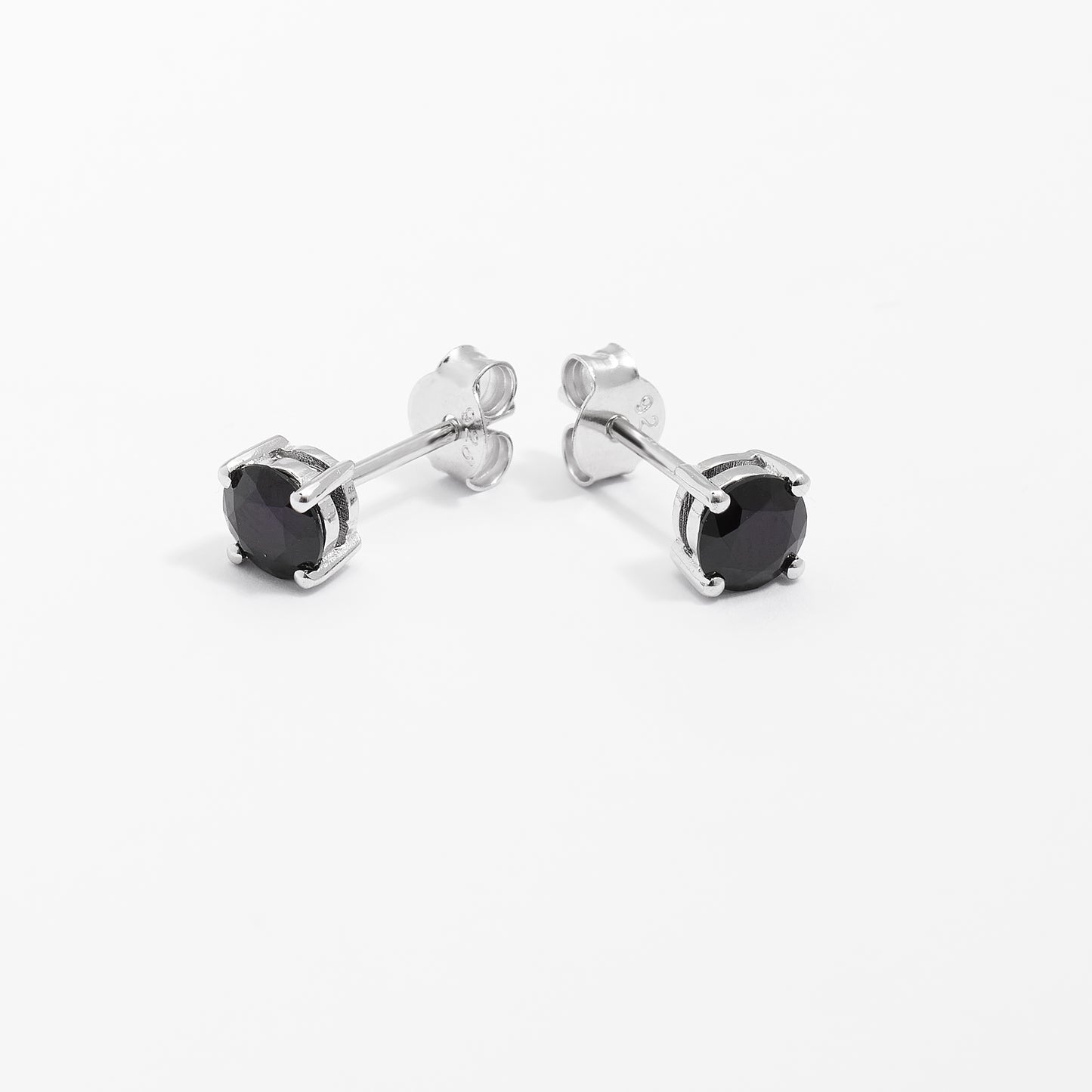 Sterling Silver Black Zirconia Stud Earrings