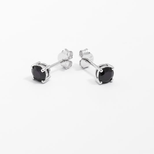 Sterling Silver Black Zirconia Stud Earrings