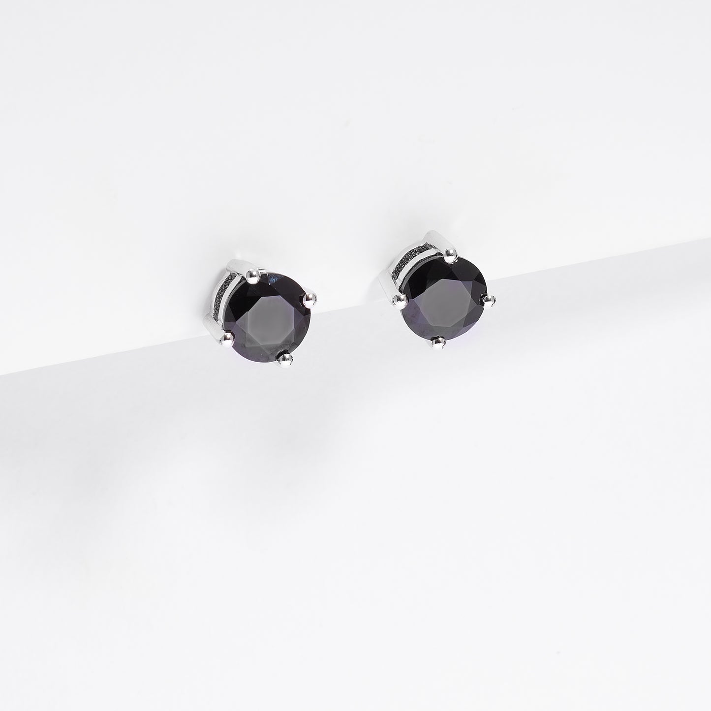 Sterling Silver Black Zirconia Stud Earrings