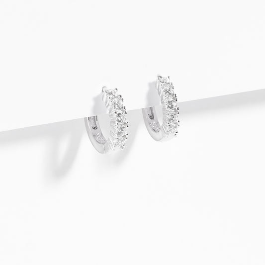 Sterling Silver Zirconia Claw Set Huggie Earrings