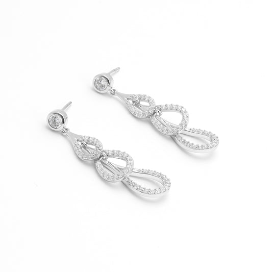 Sterling Silver Zirconia Triple Teardrop Stud Earrings