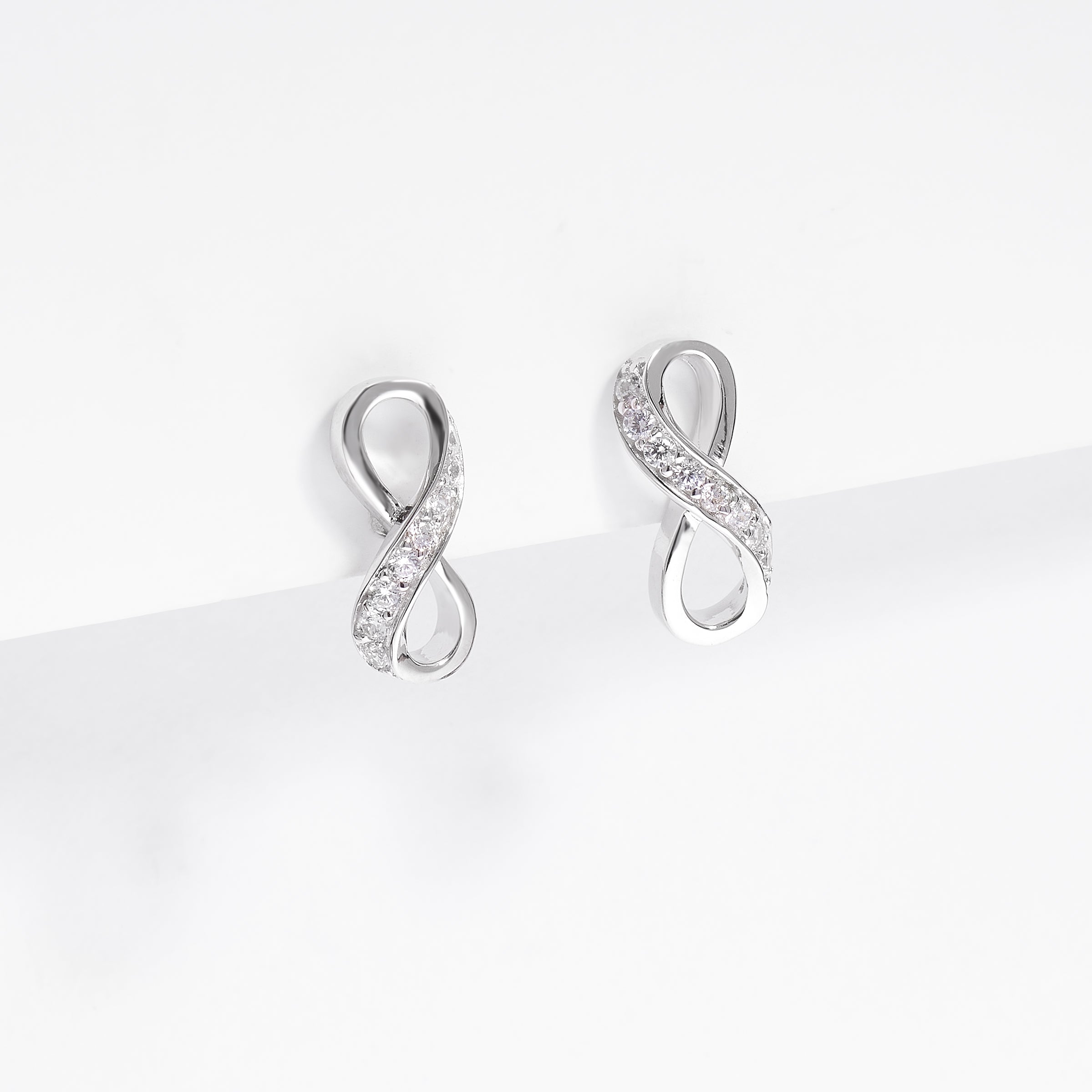 Sterling Silver Zirconia Infinity Stud Earrings