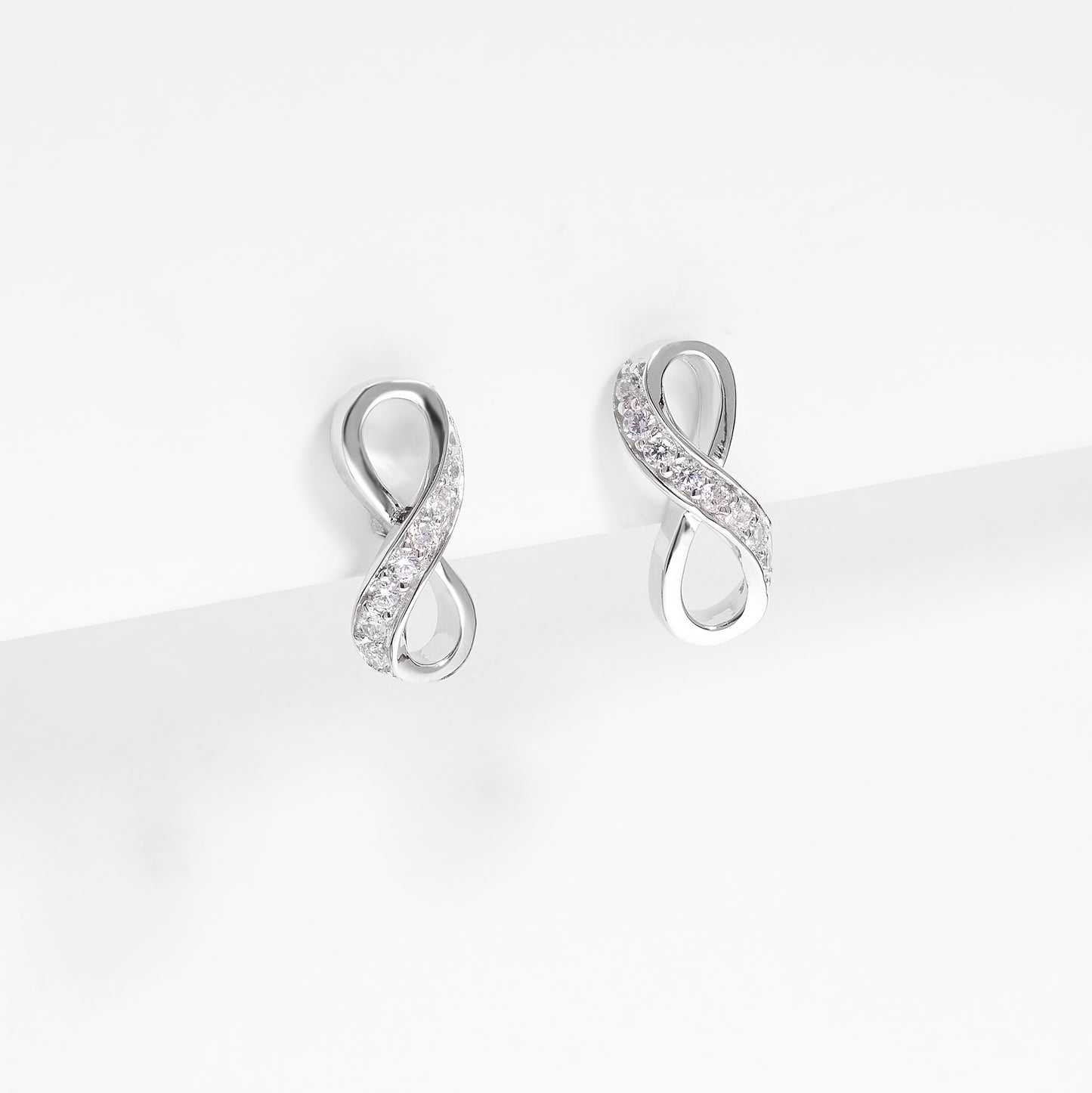 Sterling Silver Zirconia Infinity Stud Earrings