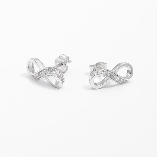 Sterling Silver Zirconia Infinity Stud Earrings