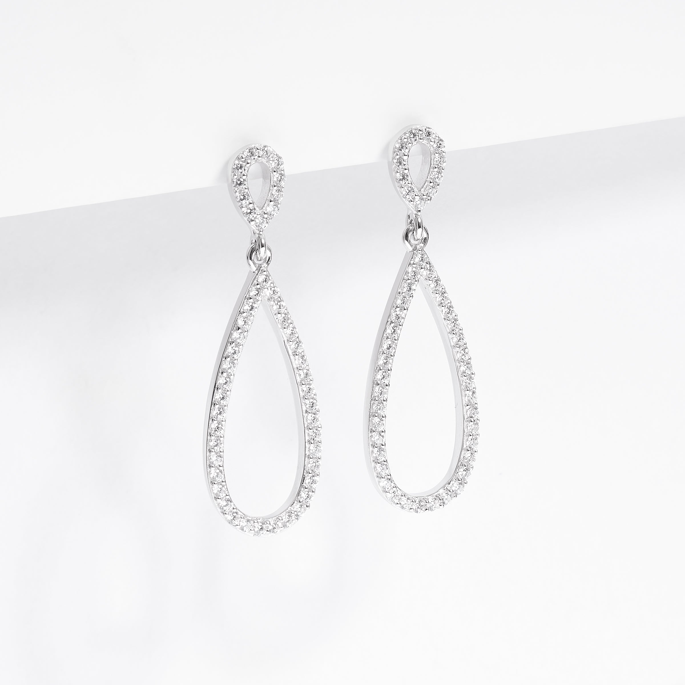 Sterling Silver Double Open Teardrop Zirconia Stud Earrings