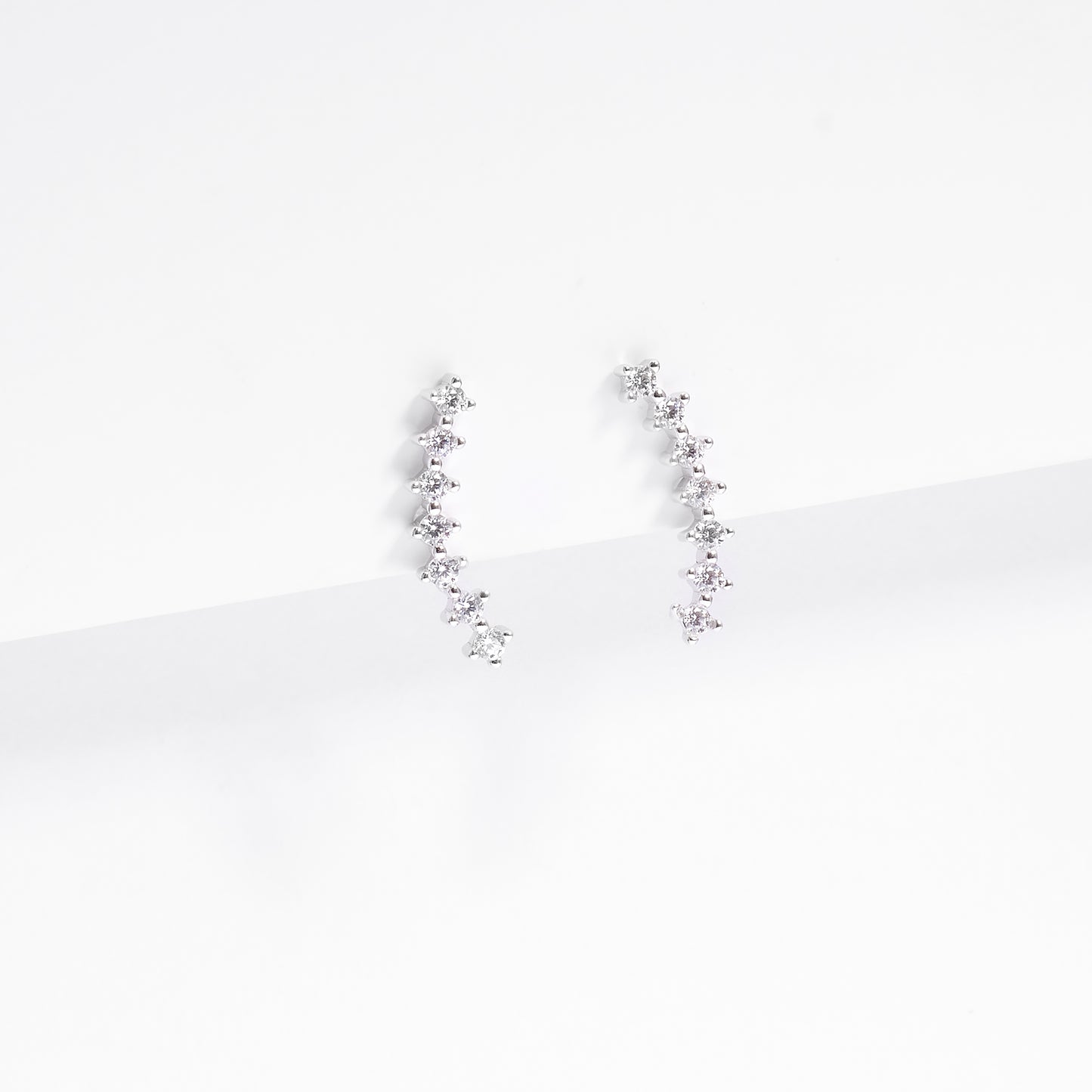 Sterling Silver Zirconia Ear Climber Studs