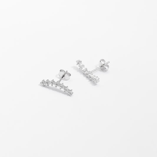 Sterling Silver Zirconia Ear Climber Studs