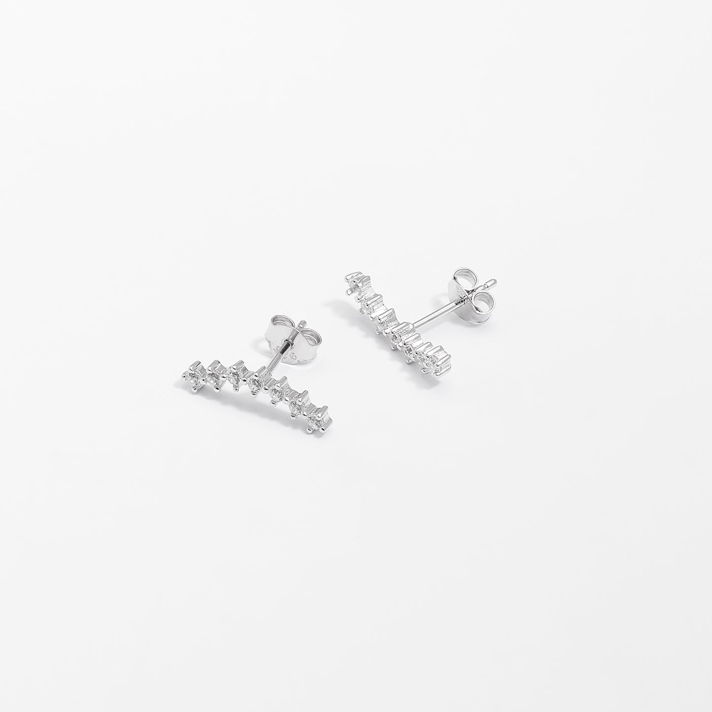 Sterling Silver Zirconia Ear Climber Studs