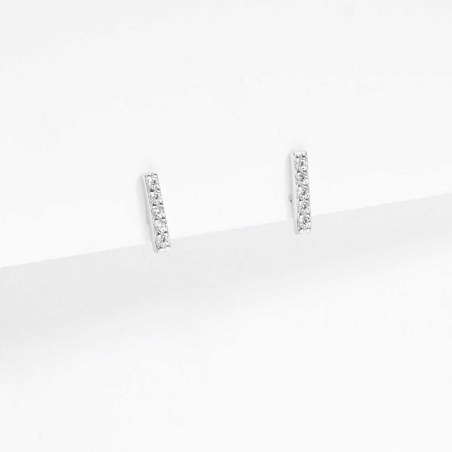 Sterling Silver Zirconia Petite Bar Stud Earrings