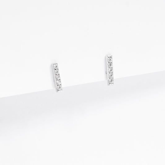 Sterling Silver Zirconia Petite Bar Stud Earrings