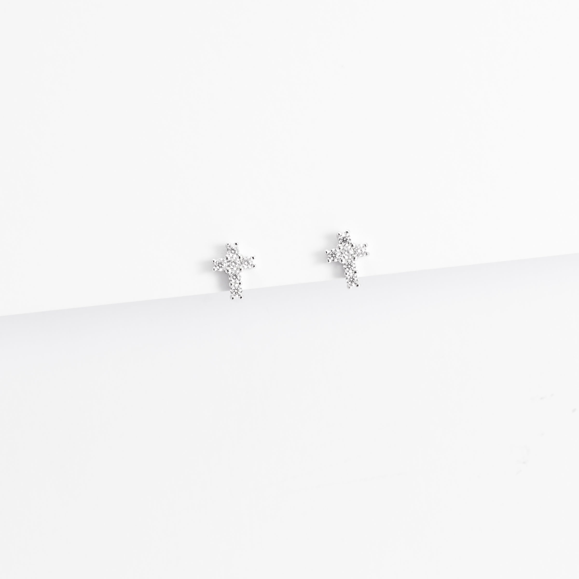 Sterling Silver Zirconia Cross Stud Earrings