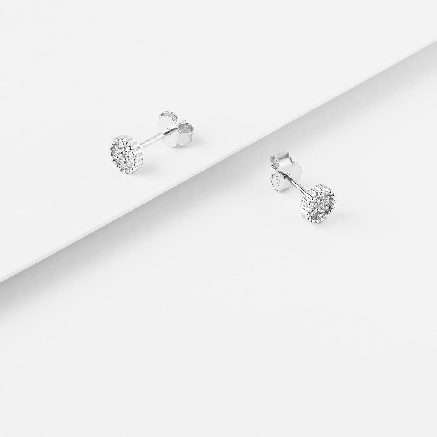 Sterling Silver Zirconia Cluster Crown Set Stud Earrings