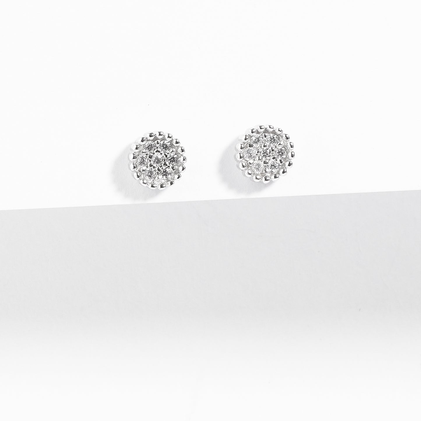 Sterling Silver Zirconia Cluster Crown Set Stud Earrings