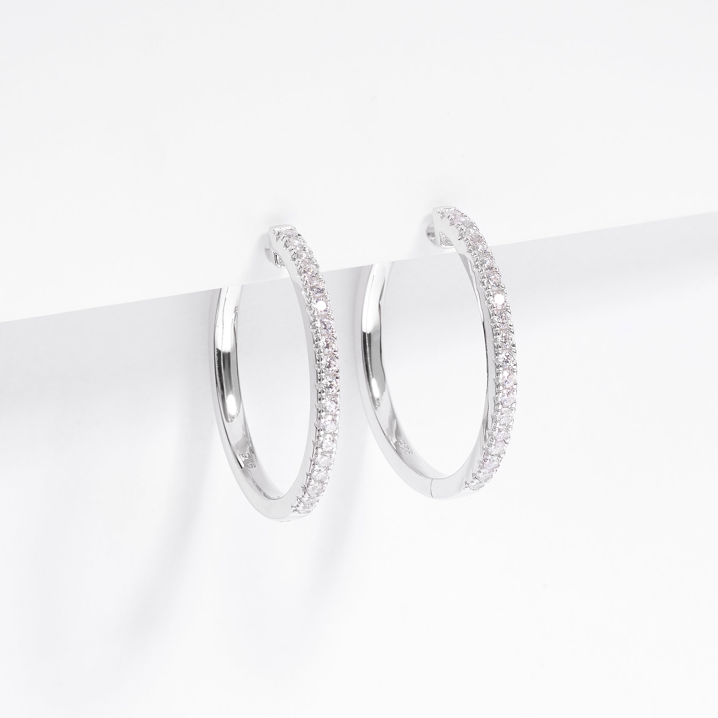 Sterling Silver Zirconia Huggies Earrings 25mm