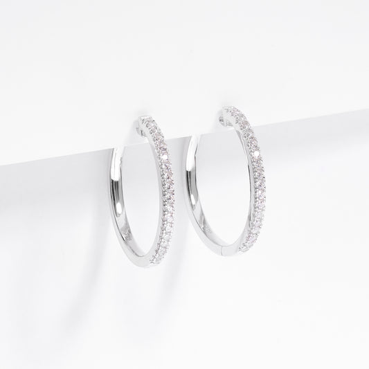 Sterling Silver Zirconia Huggies Earrings 25mm