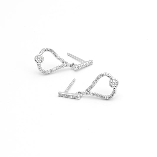 Sterling Silver Zirconia Open Teardrop Stud Earrings